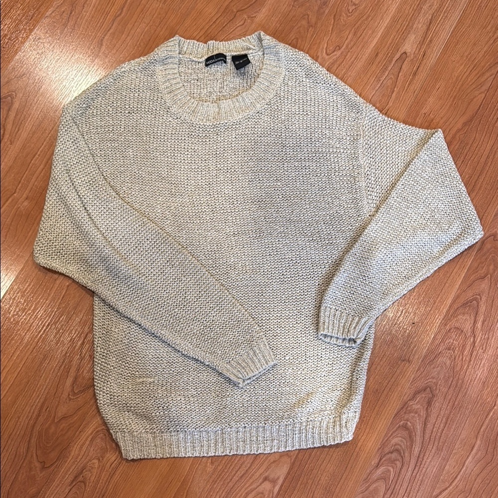 Moda International Gray Chunky Knit Crew Neck Sweater